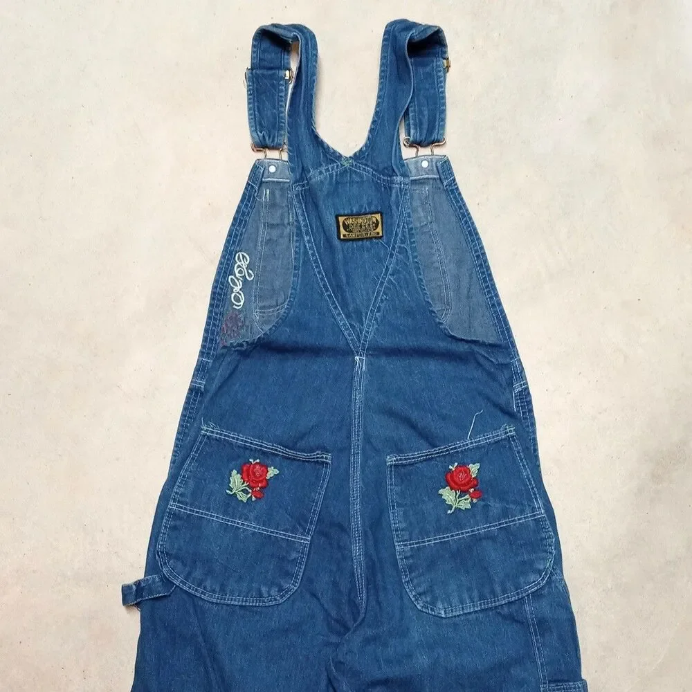 *READ* Vintage WASHINGTON DEE CEE Sanforized Denim Overalls Bib Jeans 28x30